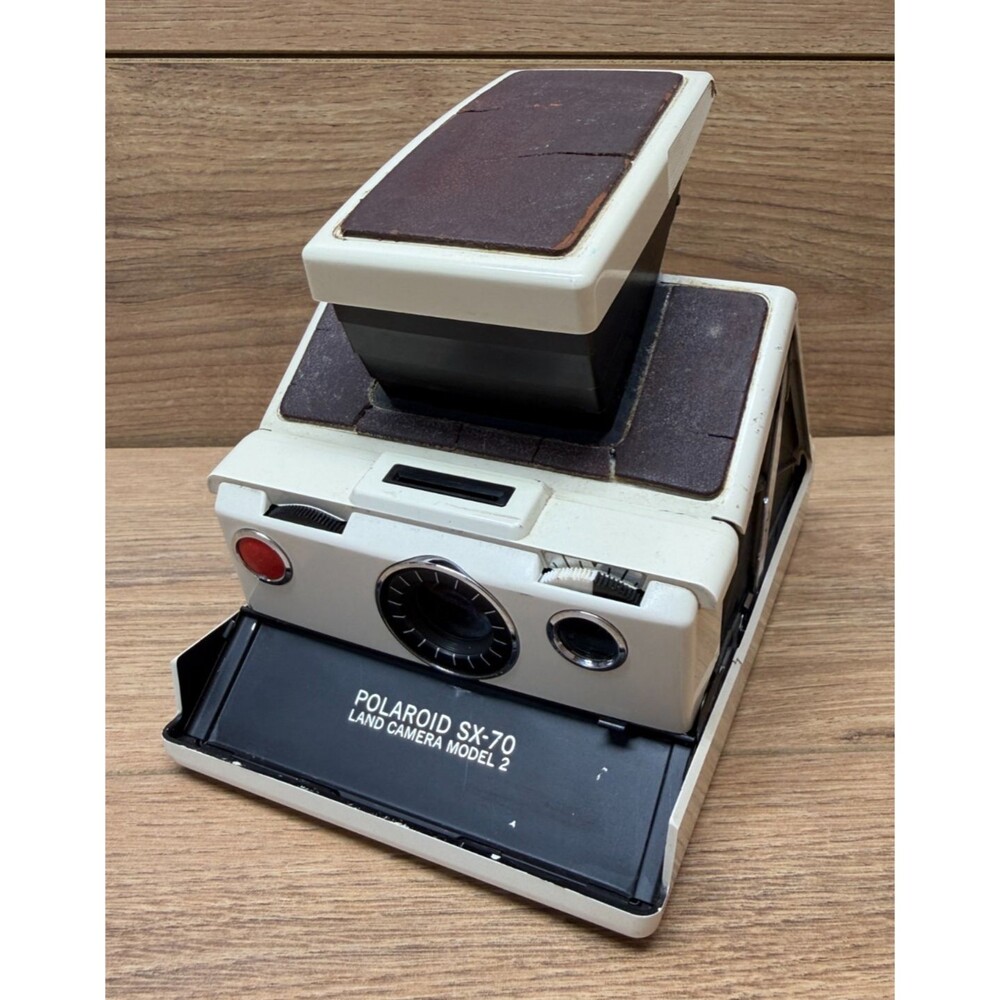 Vintage Polaroid SX-70 Land Camera Model 2 White Untested Cracked Leatherette